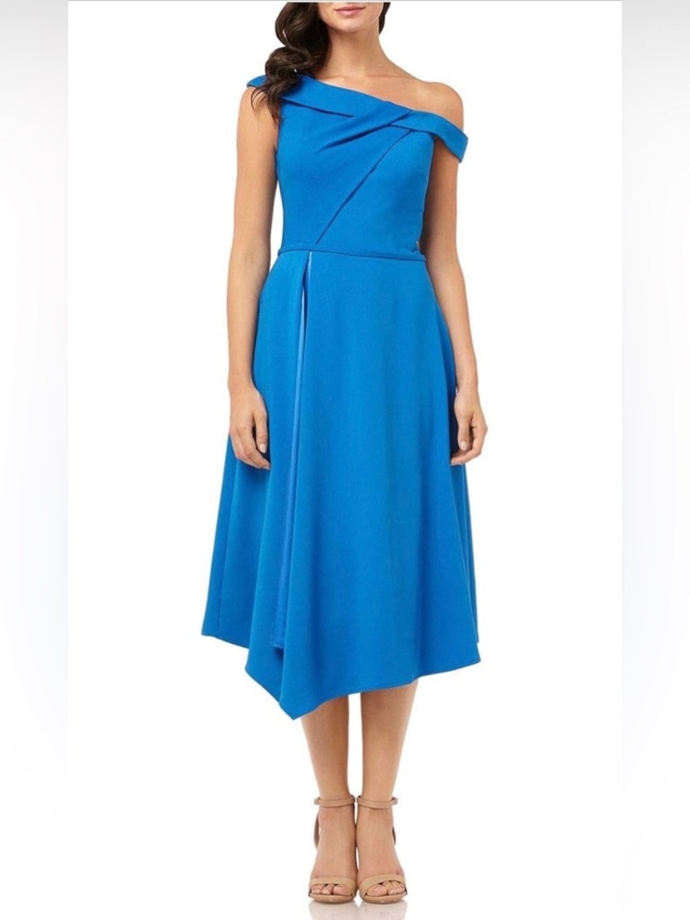NWT $375 Carmen Marc Valvo Bateau Neckline Midi Dress - Size 8 - Picture 3 of 9